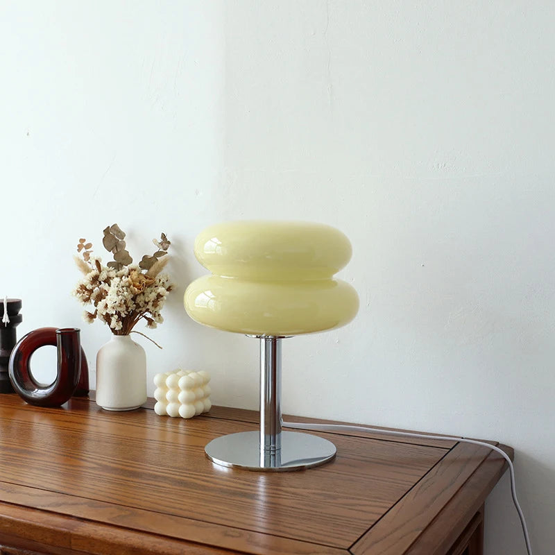 Macaron Glass Table Lamp | 3-Color Temp & Dimming | Bedside