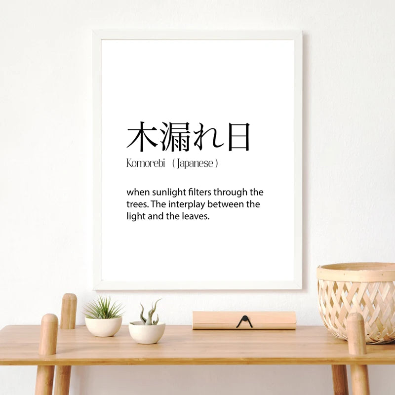 Komorebi Word Print - Japanese Aesthetic Wall Art | Minimalist Japandi Poster